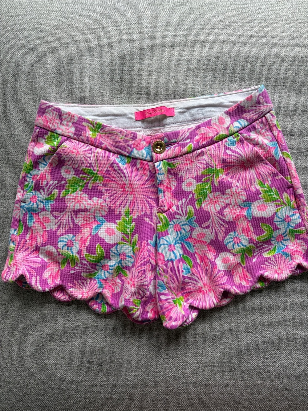 Lilly Pulitzer Pink Floral Scallop-Hem Shorts